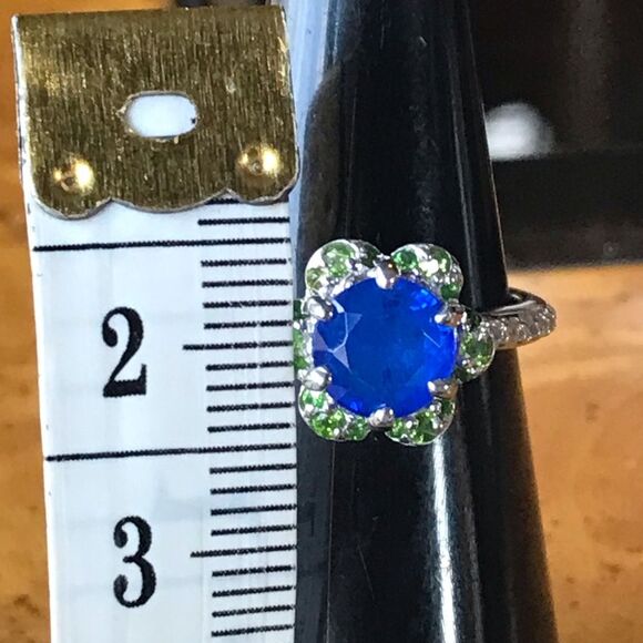 Blue Spinel Chrome Diopside Sterling Silver Ring - Picture 6 of 8